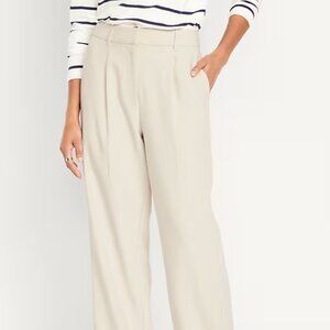 Extra High-Waisted Pleated Taylor Trouser Wide-Leg Pants